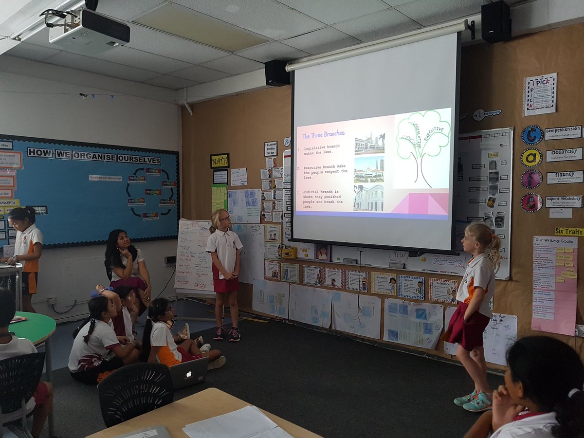 Grade 4.1 sharing their learning with Grade 3.2. #isspride