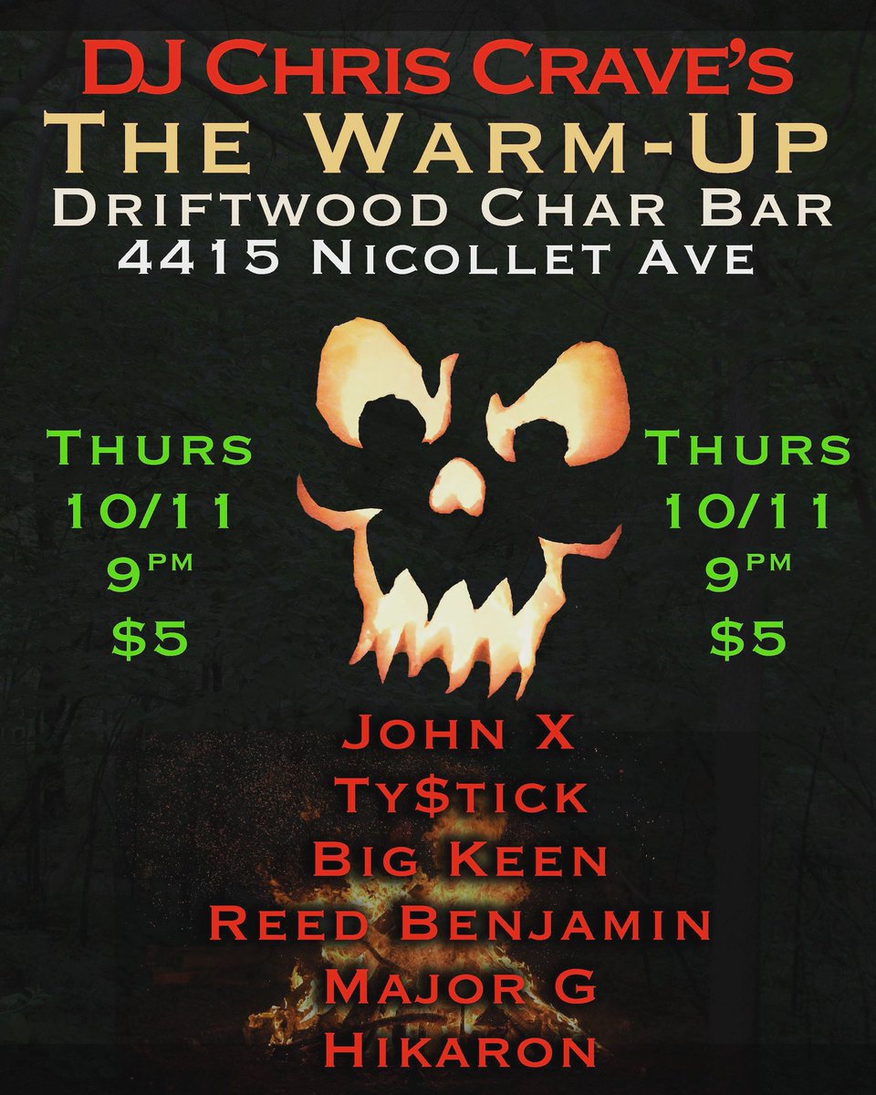 Purplelakemusic's tweet photo. Come out for a night with @DjChrisCrave &amp; @HikaronMusic  at Driftwood for one hot night of music as we get ready for the 3rd annual Halloween show. One night you don't wanna miss. https://t.co/6URs29A7wO