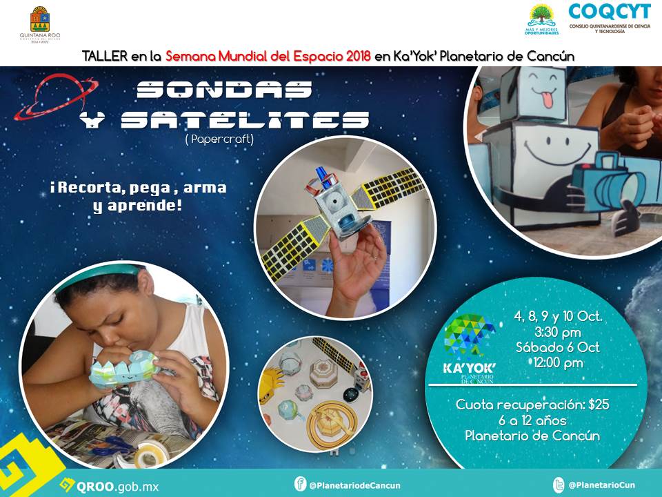 PlanetarioCun's tweet photo. Compartimos las actividades de la #SemanaMundialdeEspacio en @PlanetarioCun #Kayok 2018, del 4 al 10 de octubre. @Agenda_Libre @VivoEnCancun @Lizzysa @SerMamaenCancun @EscuelasCancun @Love_Cancun @Cultura_Cancun https://t.co/ndRTpnZxVy