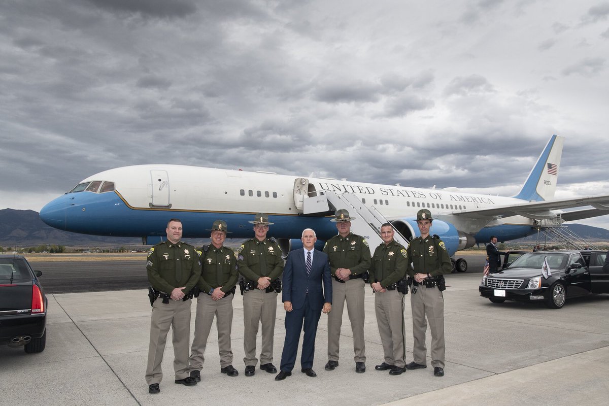 VP45's tweet image. Great to be with the dedicated police officers of Montana and Washington today! THANK YOU for your continued service to your communities to keep our families safe.