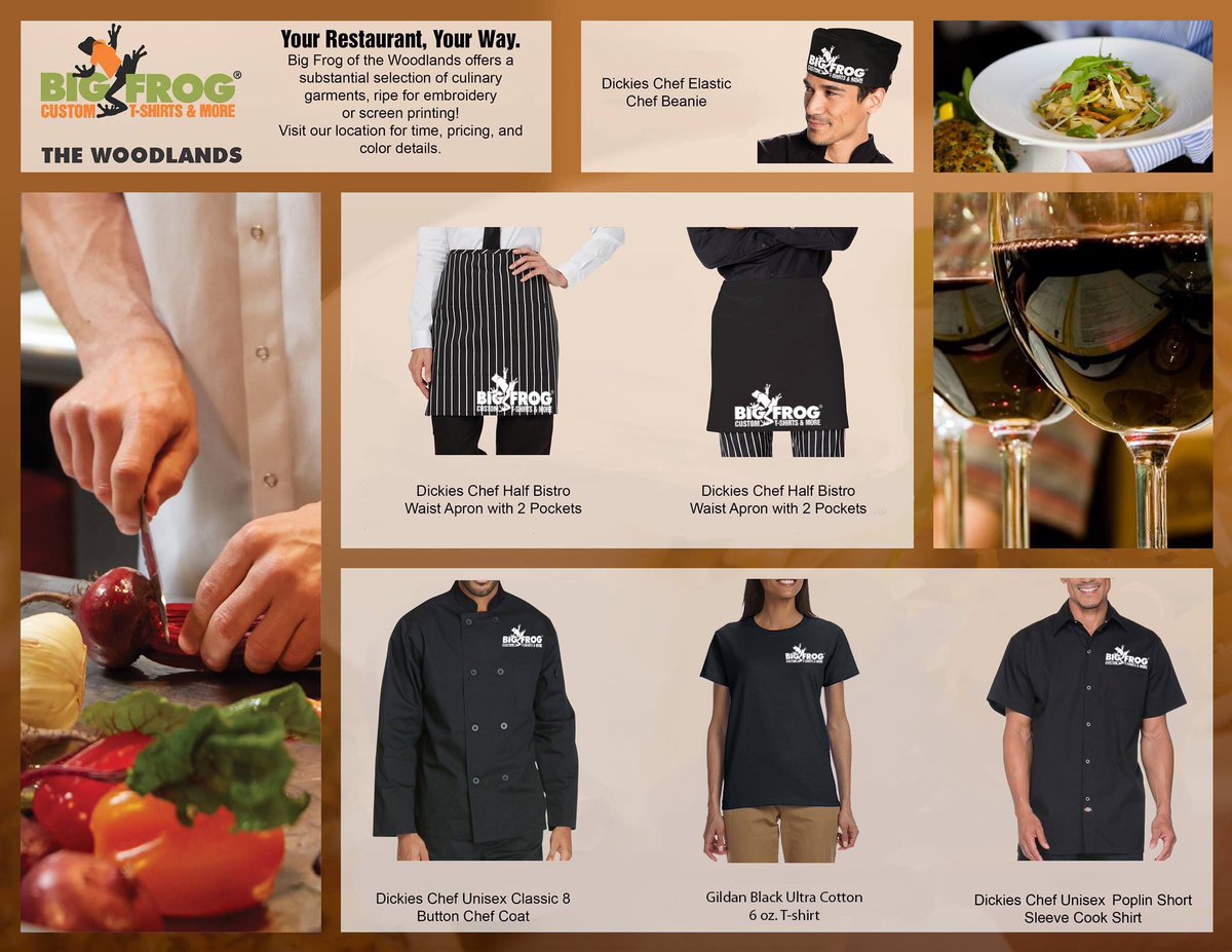 BigFrogWoodland's tweet photo. Brand you #Restaurant #business with us. We offer #custom #apparel #Apparel_Accessories with #DTG #embroidery #ultraprint #screeprinting #B2B #LocalBusiness #TheWoodlands #thewoodlands #Magnolia #Conroe https://t.co/XelNooEMiX