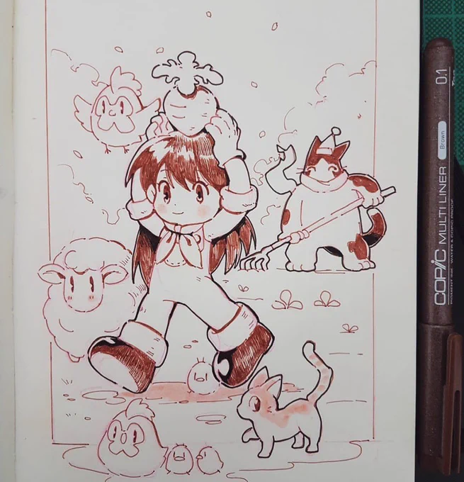#inktober Day 02: Childhood favorite, Harvest Moon Back to Nature ? So many hours spent in this game ? 