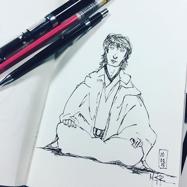 EmeralDQueen's tweet photo. Day 2 the word #tranquil so here is my #sketch I’ve #draw a #jedi thought it would be great specially when they #meditate #inktober #inktober2018tranquil #inktoberday2 #ink #inking #noodlersink #fountaipen #lanbitou #drawing #sketch #sketching #sketchnoo… https://t.co/zgVyJ45aIF https://t.co/xhuZDAZ3FI