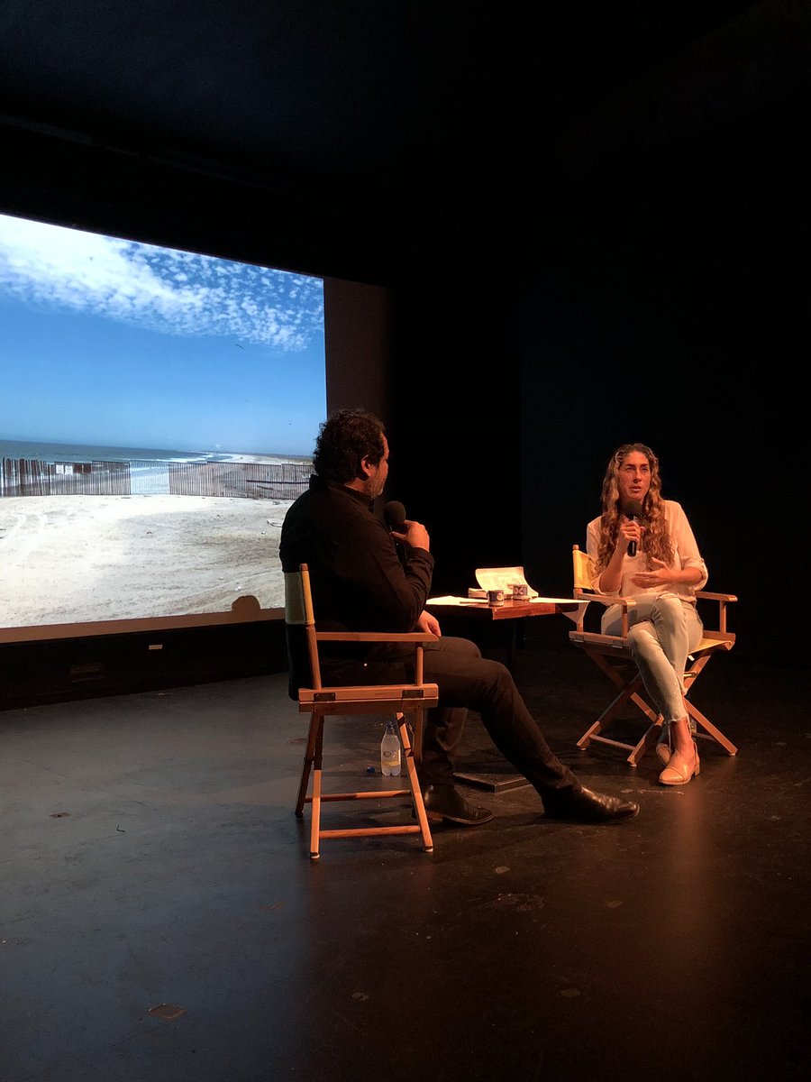 artpractical's tweet photo. Ana Teresa Fernández talks about “pulling the sky down” to erase the border created from train tracks. #betweenyouandme #artpractical https://t.co/vThnSSP4jJ