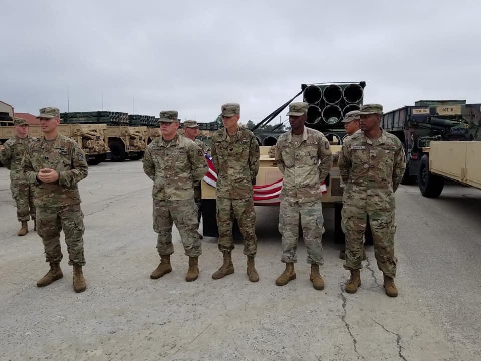 Bravo24F's tweet photo. Today four of the Army's best Non-Commissioned Officers re enlisted for another term of service. SSG Wawrzusin, SGT Fredrick, SGT Littles, and SGT Arnett, Thank you for your commitment to the battery, the Army, and this great Nation.
#ThoughAsDiamonds #FireAndFury #DeepAttack https://t.co/lt8ixJzsGz