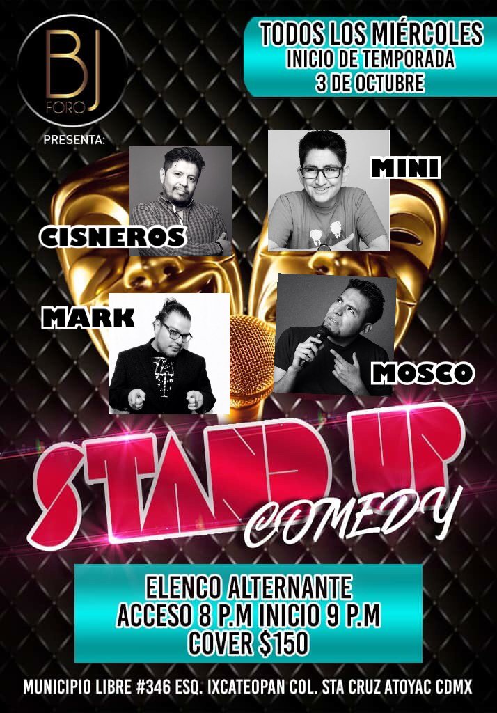 SoyKrisCabrera's tweet photo. Mañana andaré animando el karaoke en el #ForoBJ antes y después del show de #StandUpComedy de mis amigos @Scar_c @Carlosmosco_car #AllisonMark y @ministandup https://t.co/w01VZyAgQ7