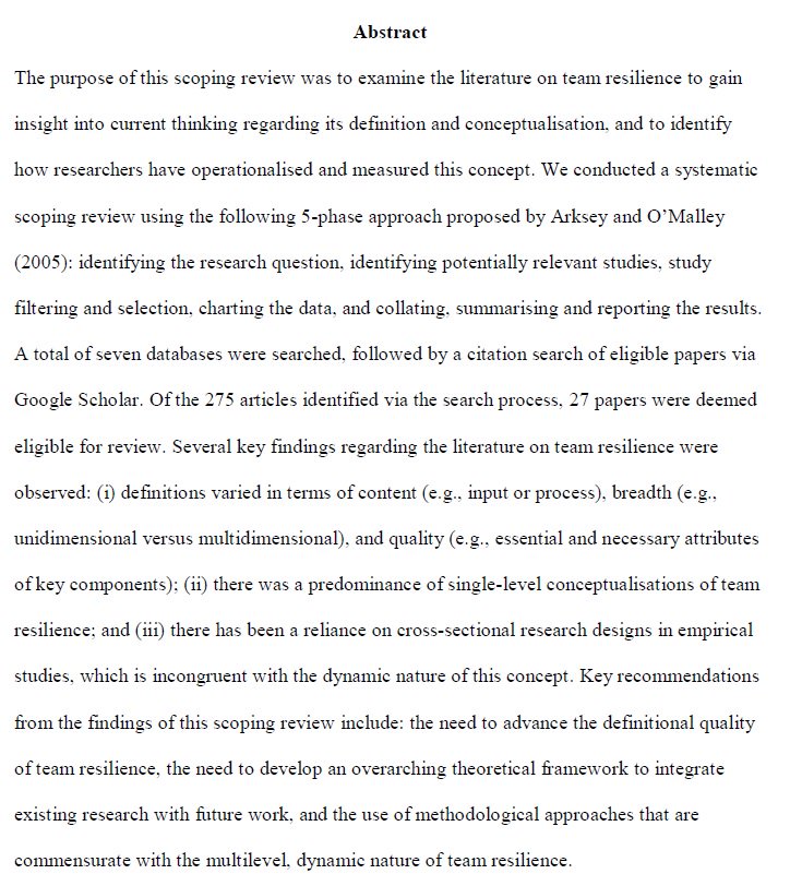 DanielGucciardi's tweet photo. New paper led by @Michael_C__: A systematic scoping review of the team resilience literature. Second output from our #HPRnet project. Accepted version of the manuscript => https://t.co/l8sjn3BEUD https://t.co/GCjGZxTUIh