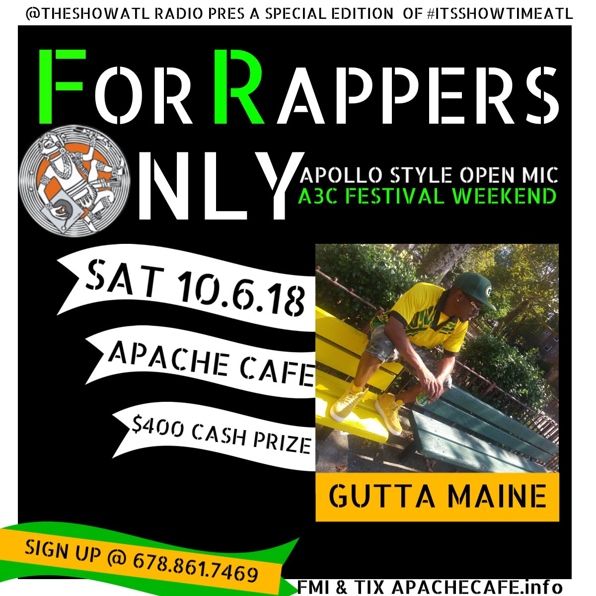 MsDia's tweet image. Performing SAT 10/6 @ApacheCafe for $400 -
@GuttaMaine313!

Secure your Performance Spot at 1(678)861-7469
#ItsSHOWtimeATL #Atlanta #ApacheCafe #ForRappersOnly