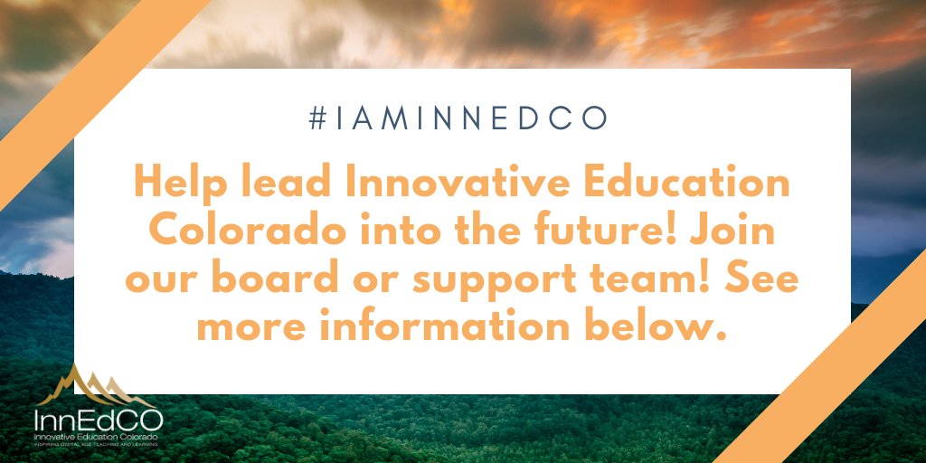 InnEdCO's tweet image. There is still time to apply to be on the board of directors or as a support associate for #InnEdCO! Deadline has been extended to noon on Thursday, October 4th! Read more about this opportunity innedco.org/join-the-board/ #InnEdCO18 #InnEdCO19