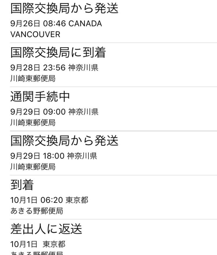 すべてのカタログ 最高 Ever 通関手続中 川崎東郵便局 遅い