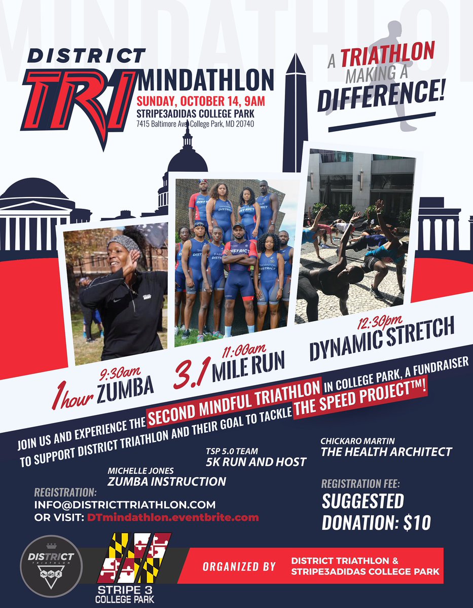 DistrictTri's tweet photo. Mindathlon [mind•ath•luh•n]
Join us and experience our second annual Mindathlon Triathlon. A fundraiser to support District Triathlon and their goal to tackle The Speed Project™. Suggestion donation for the event: $10, $20, $50, $100...etc! @districttriathlon on IG for more! https://t.co/DEs1KvjxhW
