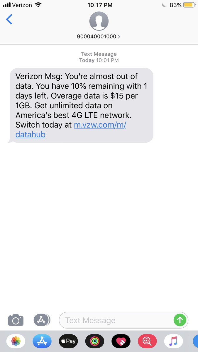 iBeckTech's tweet image. It’s only the beginning of the month and I’m already getting this text message. Good thing my data resets after tomorrow! #Verizon #DataProblems