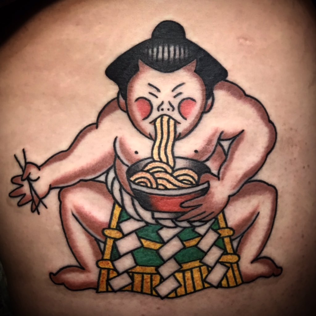 Ramen Sumo wrestler💪🍜🎌 ラーメン力士🍜💪🎌 #tattoo #irezumi #art