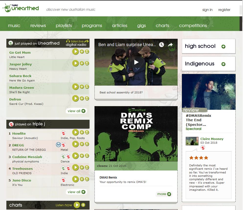 drknssmayfindus's tweet photo. I'm on the freakin' @triplejunearthd homepage! What is even happening?! 💚🥁💚🥁💚🥁 #DMASRemix https://t.co/ei59GYWceX