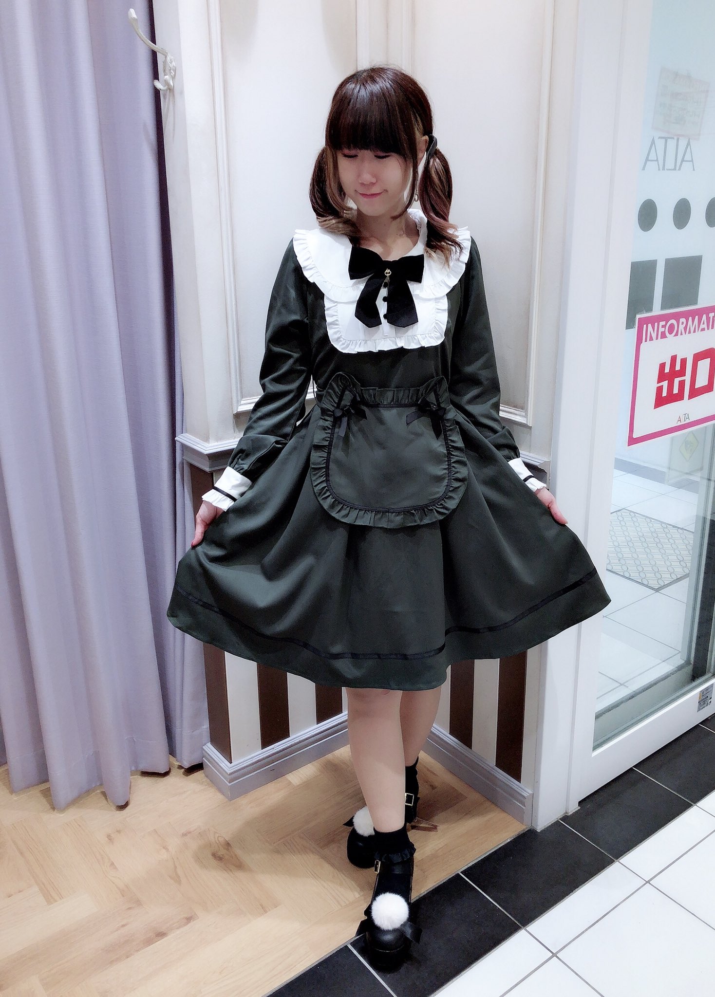 Free Size 後払い手数料無料 Amavel 仔猫の召使エプロンワンピース アマベル 黒 ブラック メイド服 ひざ丈ワンピース レディースfree Size 9 4 Ugel03 Tno Gob Pe