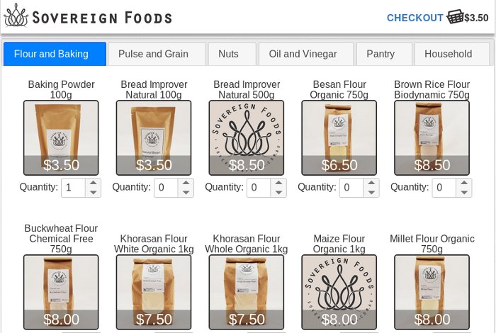 The Sovereign Foods shopping cart has just had a major overhaul! It now lists everything we sell in pre-packaged sizes. Also it's now easier to find what your looking for with a new search option and category tabs.

Check it out at: sovereignfoods.com.au/shop