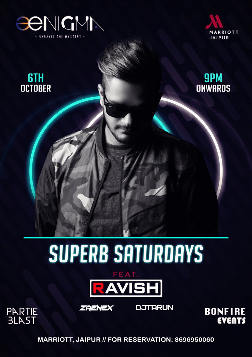 djravish's tweet photo. Catch me in action this Saturday - October 6th only at Club Aenigma, The Marriott Jaipur #djravish #Ravish #Jaipur #Aenigma #TheMarriott #SaturdayNight https://t.co/8WLjiYhOBr