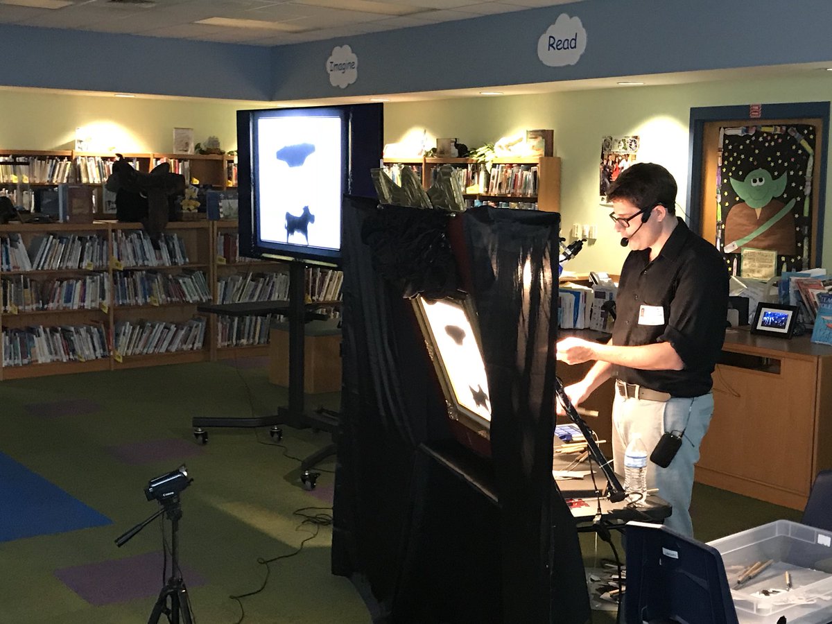 Casey_Library's tweet photo. We loved our visit from Matt Sandbank’s Shadow Factory! Amazing how he brings poetry, songs, &amp; stories to life with his shadow puppets. Thanks for sharing your art with us Mr. Matt! #OnceUponATime @CaseyCrocs @AustinISDLibs https://t.co/eulEUiAyFa