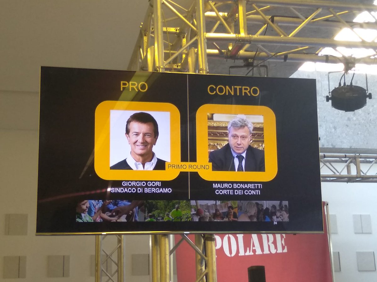 VITAnonprofit's tweet photo. A #processoalnonprofit sono ora a confronto il Sindaco di Bergamo Giorgio Gori e Mauro Bonaretti, consigliere della Corte dei Conti #CSRIS18 https://t.co/FvgijUyoaS