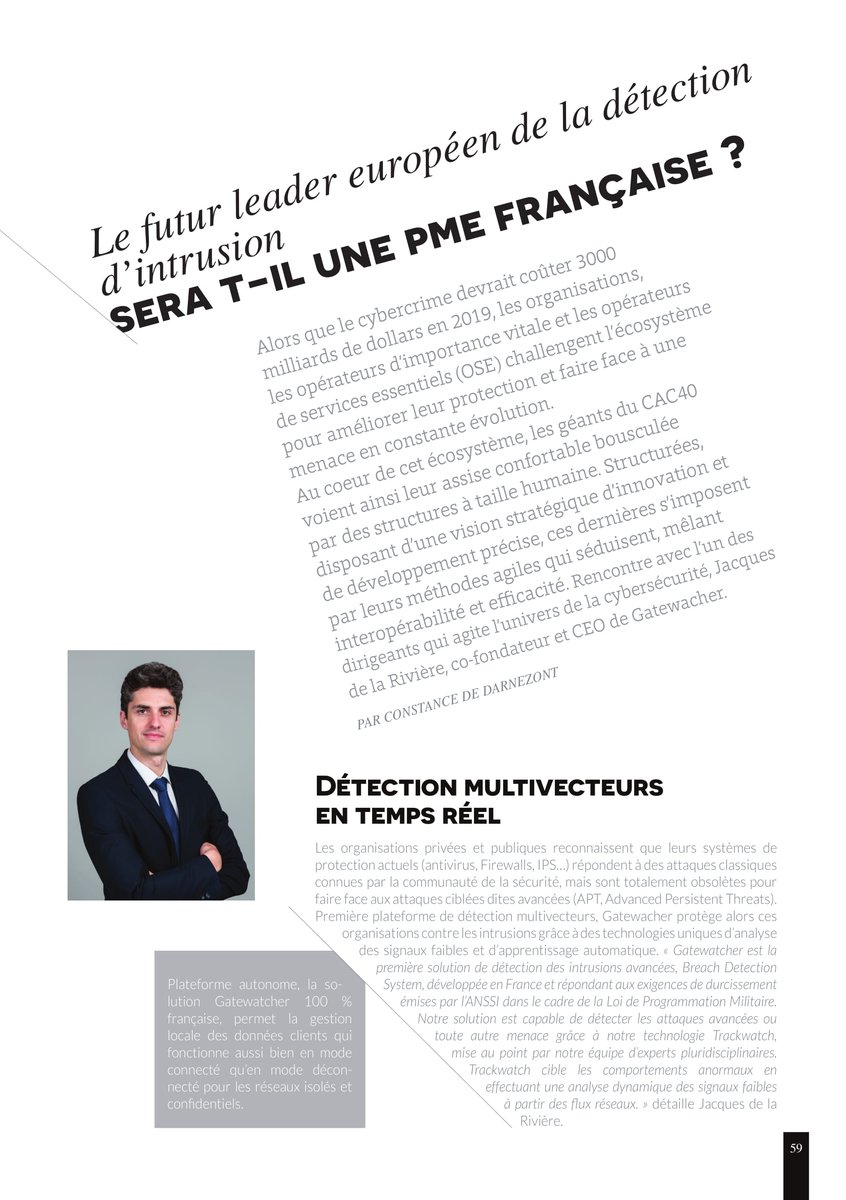 GATEW4TCHER's tweet photo. "Le futur #leader européen de la #détection d'intrusion sera-t-il une PME française ?" @GATEW4TCHER ce mois-ci dans #SDMagazine pour parler #agilité #cyberresilience #innovation #cybersec ! A lire dès maintenant : https://t.co/awGzXvcGql https://t.co/xVk9ZNE60H
