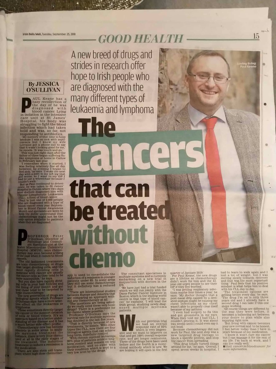 CLL Ireland (@cllireland) on Twitter photo Our friend Paul Keane has made national headlines by sharing his story of his journey for the treatment of his #CLL. It's a compelling read which gives hope to our community and we are so grateful to him and his family for helping <a href="/CllIreland/">CLL Ireland</a> to #MakeBloodCancerVisible Our friend Paul Keane has made national headlines by sharing his story of his journey for the treatment of his #CLL. It's a compelling read which gives hope to our community and we are so grateful to him and his family for helping <a href="/CllIreland/">CLL Ireland</a> to #MakeBloodCancerVisible