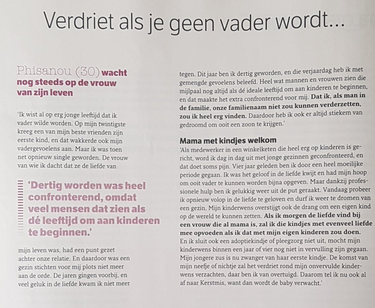 sanousunthorn's tweet photo. Sinds gisteren is mijn getuigenis in @FlairBelgie te lezen als onderdeel van het thema "een onvervulde kinderwens bij mannen" waar ik als 1 van de 5 personen hierover mocht praten #weekmagazine #weekblad #flair #flairbelgie #thema #onderwerp #kinderwens https://t.co/gN75Zvw7Fh