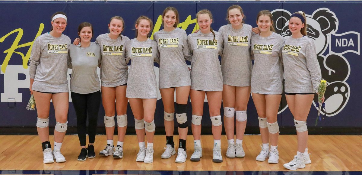 NDA_athletics's tweet photo. Congrats to these #NDAVB18 seniors on 4 fantastic years of volleyball! We❤️ you!! #OurTeamOurTime https://t.co/sreaYnvMv5