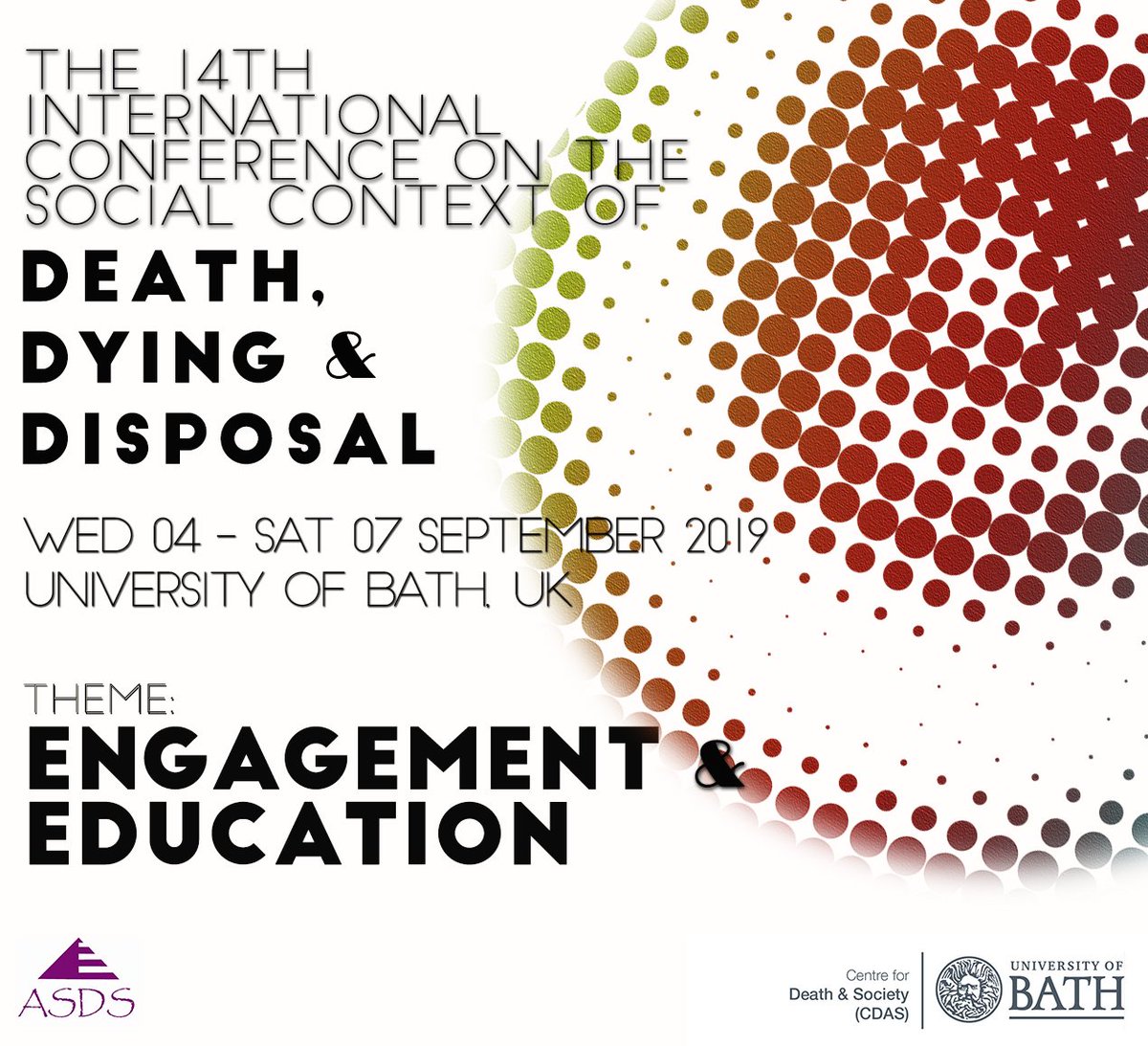 cendeathsociety's tweet photo. We'll be proudly hosting the 14th International Conference on the Social Context of Death, Dying and Disposal (DDD) in September 2019, with the theme of Engagement and Education. CFP available at: https://t.co/pfRLkG49WA  #ddd14 #deathstudies https://t.co/JAUzlNrn5Q