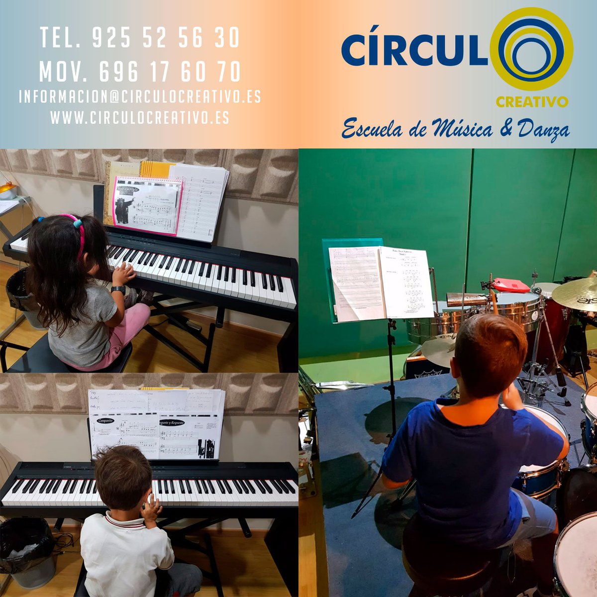 Tenemos un método especial de musica para los alumnos que  comienzan a partir de los 5 años en instrumento y lenguaje musical.
Tel 925 52 56 30
Mov. 696 17 60 70
circulocreativo.es
#escuela #circulo #creativo #yuncos #illescas #NumanciaDeLaSagra #LaSagra #CedilloDelCondado