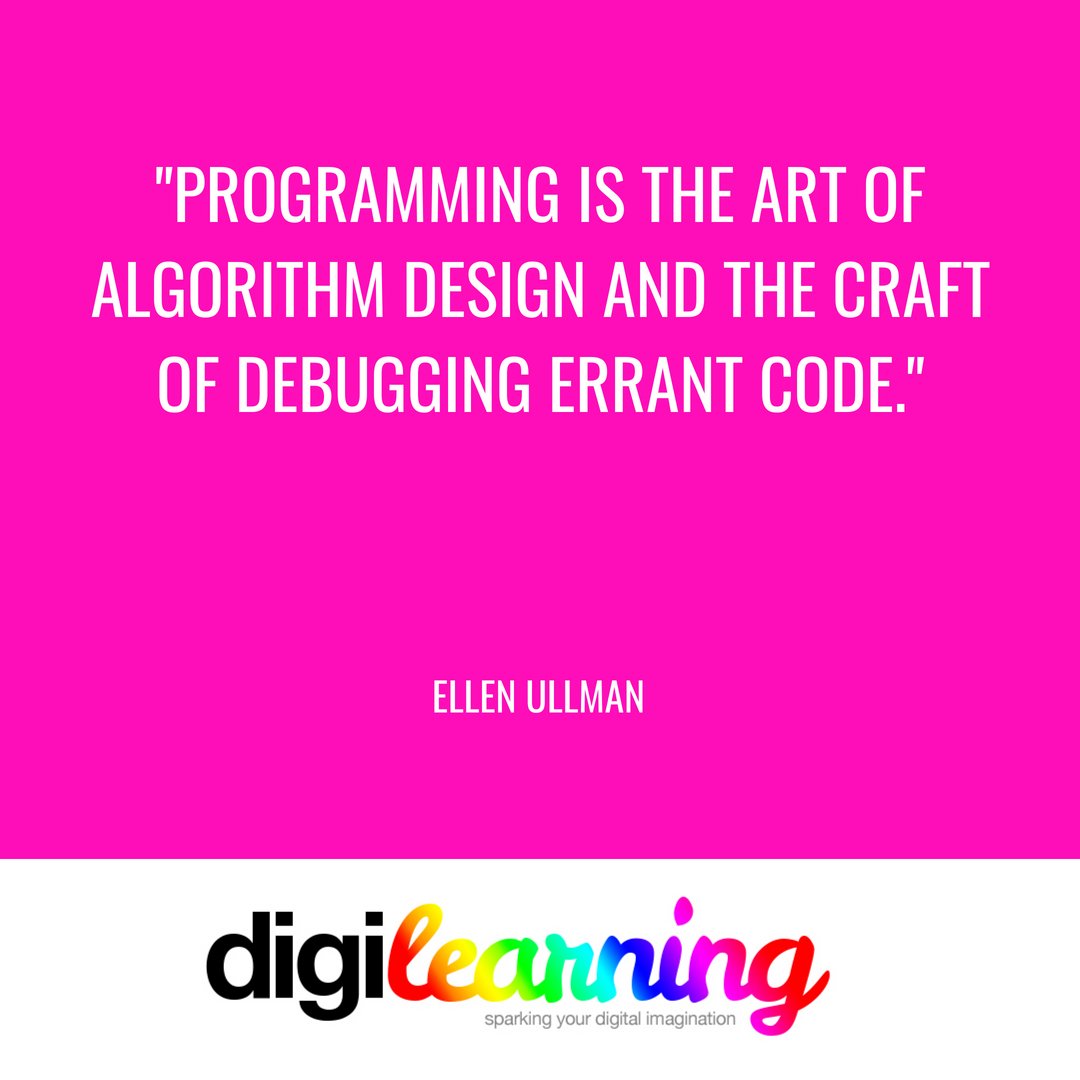 'Programming is the art of algorithm design' 
#EllenUllman #instalove #instatech #instascience #instagame #digitips #kidscancode #quote #instaeducation #instafun #instagoodle #tech #education #coding #hourofcode #code #learning #girls #javascript #digilearning #GlobalGoals