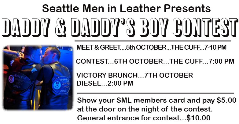 SEALeatherMen's tweet photo. SML's Leather Daddy  &amp; Daddy's boy contest https://t.co/RWW2jm0AtJ
