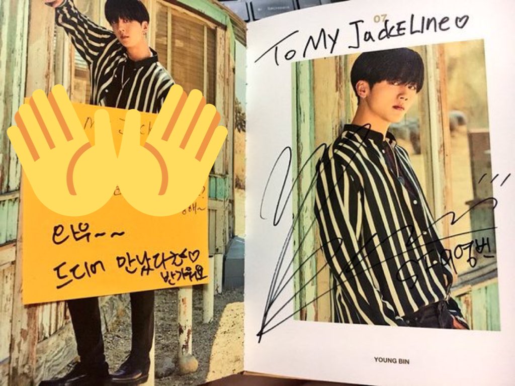 When sf9 go back to Korea they have two last fansigns and my friend made it into one & got me Youngbin’s page! I had told her I met him and my question was “what was your first impression/how did you feel when we met?” His response “wow~~ finally we meet ><  nice to meet you”