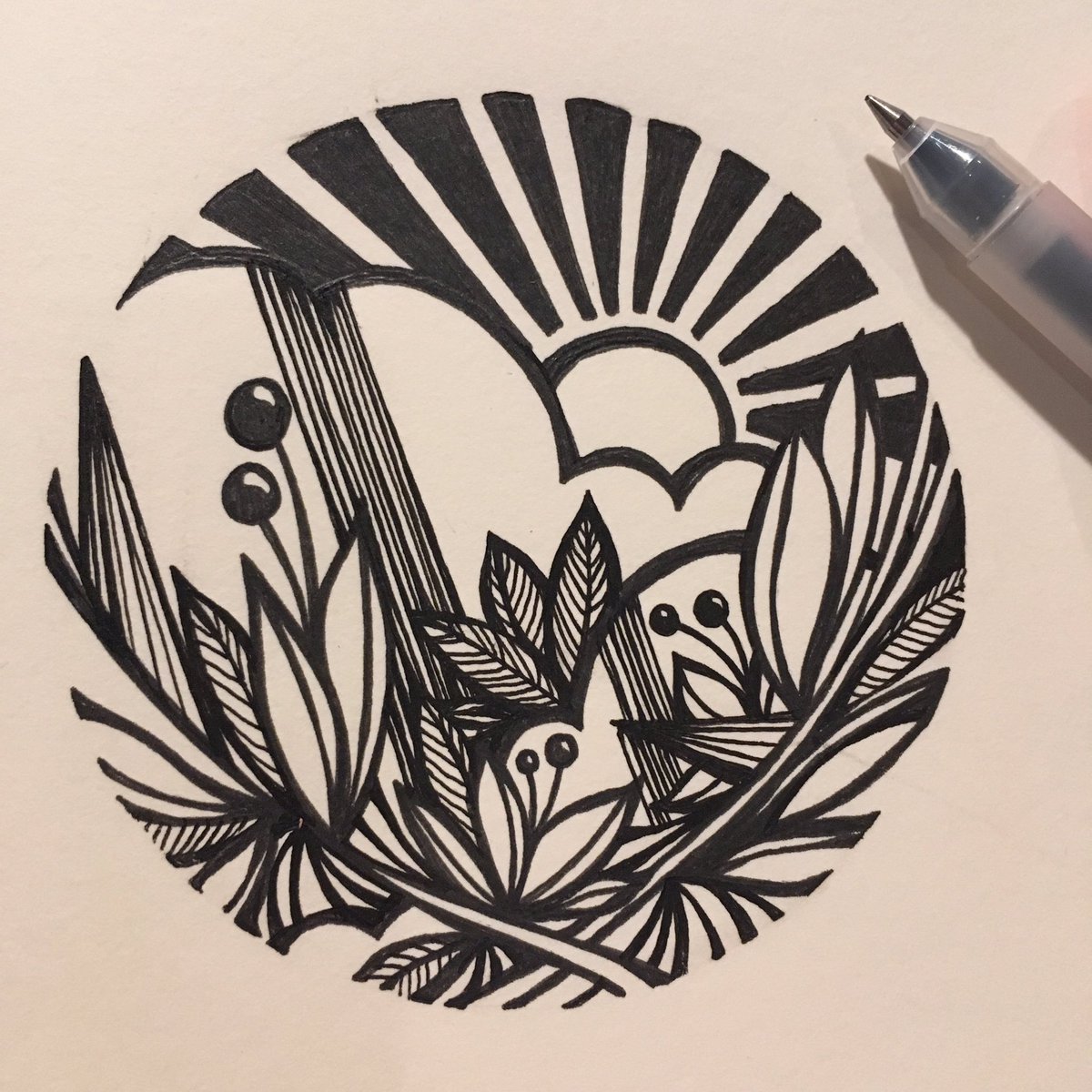 studiovcky's tweet photo. #inktober !! Inktober already!! I still feel like August just ended. (Day 2, tranquility) https://t.co/tTIh5d2tAE