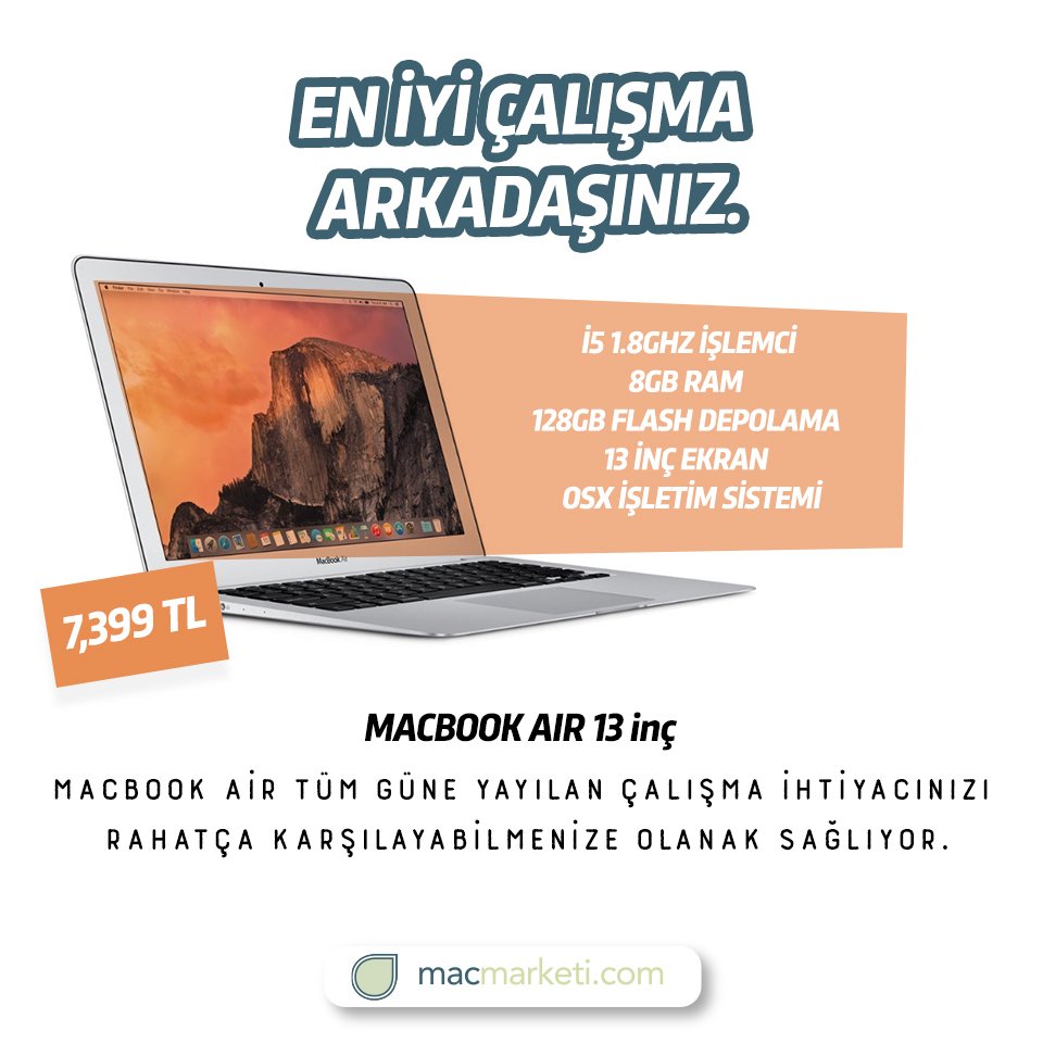 En iyi çalışma arkadaşınız! MacBook Air tüm güne yayılan çalışma ihtiyacınızı rahatça karşılayabilmenize olanak sağlayacak!

Hemen Alın: macmarketi.com/macbook-pro-to…

macmarketi.com

#apple #macmarketi