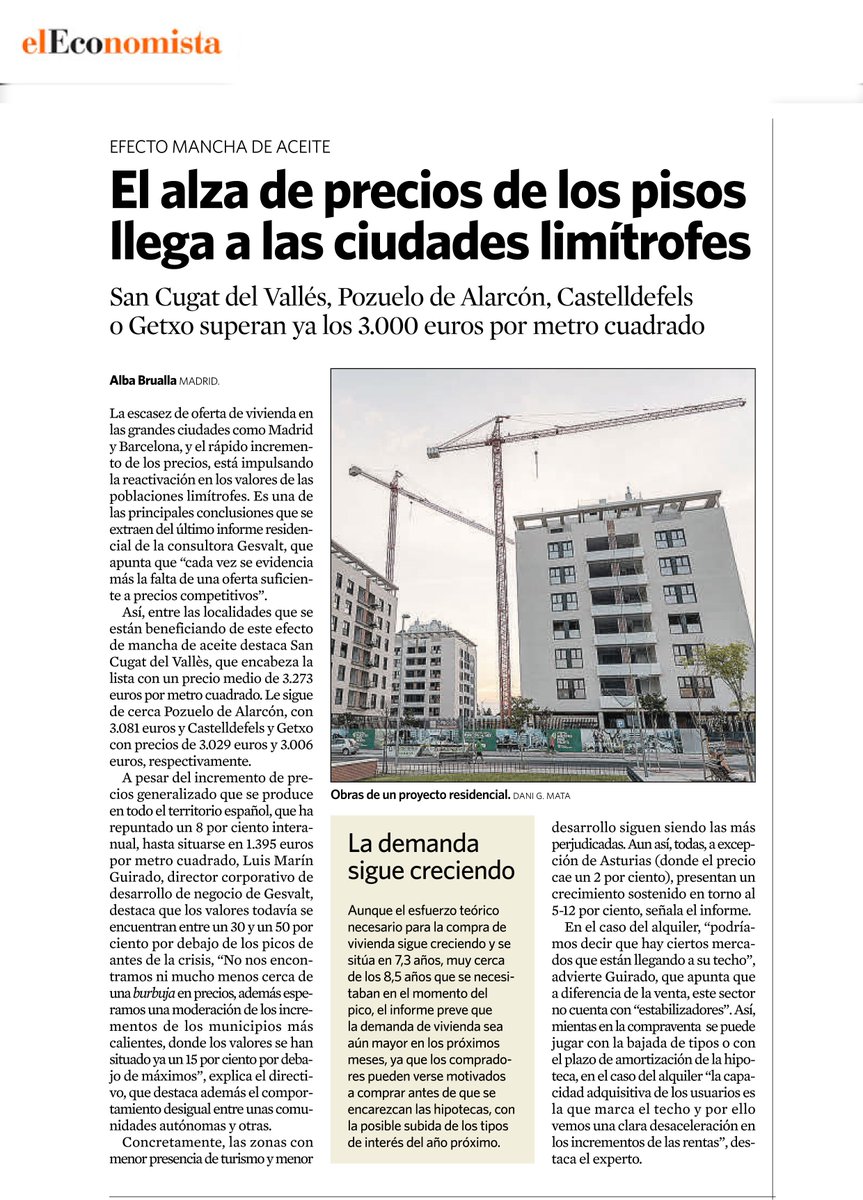 En ciudades de entornos metropolitanos se produce lo que se denomina como efecto “mancha de aceite”. Lo cuenta <a href="/albabbb/">Alba Brualla</a>, con datos del último informe de evolución de precios de residencial publicado por <a href="/Gesvalt/">Gesvalt</a>