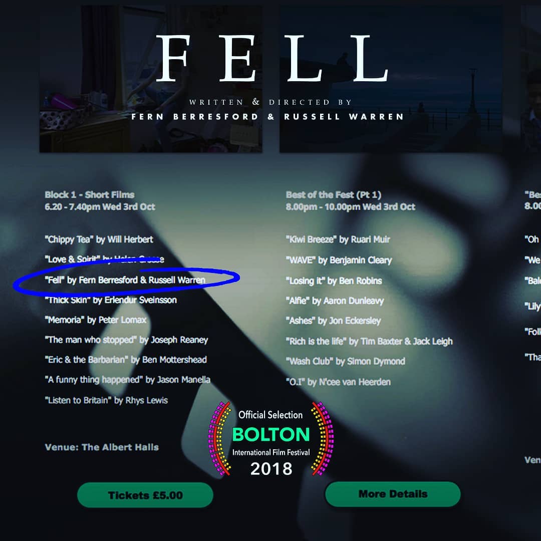 FellShortFilm's tweet photo. TONIGHT! FELL will be screening at the @BoltonFilmFest To all those attending - enjoy the EXPERIENCE and have a GREAT night! THANK YOU! #boltonfilmfest #bolton #shortfilm #festival #indie #film #scifi #movie #space #stars #crowdfunding #cinema #british #supportIndiefilm https://t.co/KpsyiOxtCV