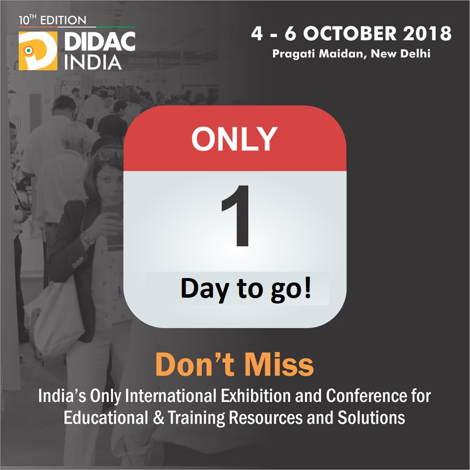 eLite_SIS's tweet image. Proud to be part of the #DIDACINDIA2018
Be there to witness the future of Education! 
Visit us at Pragati Maidan (Hall No.11), New Delhi on 4 Oct 2018 to 6 Oct, 2018 to get insights about feature-rich &amp;amp; advance education related products. #DIDAC #eLiteBAM #eLiteSIS #eUPP #Edgepro