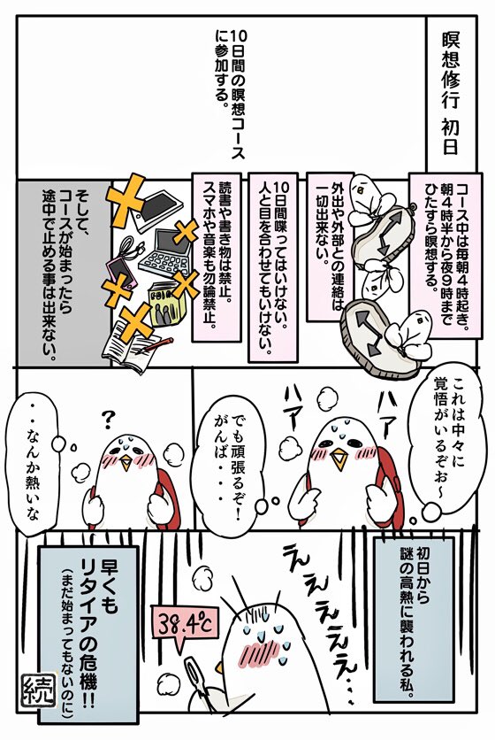 瞑想修行日記を漫画にしました。全20pくらいになりそうなのでツイッターに順次載せて後でブログにまとめます。 