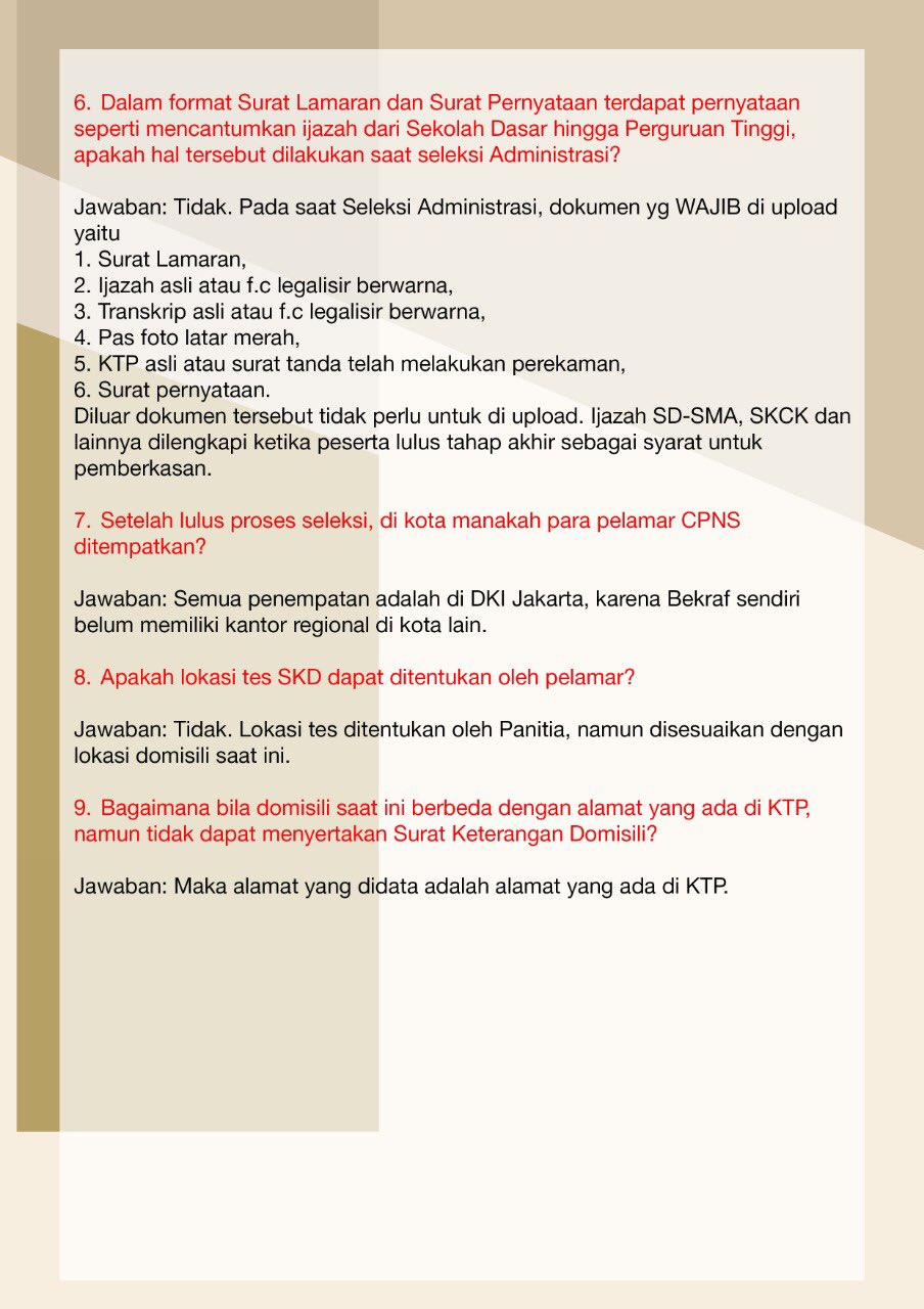 Badan Ekonomi Kreatif On Twitter Seleksi Cpns Tahun 2018 Bekraf Akan Menerima 100 Putra Putri Terbaik Bangsa Dengan 25 Jabatan Bagi Para Pelamar Berikut Beberapa Penjelasan Untuk Pertanyaan Yang Sering Kami Dapatkan Terkait