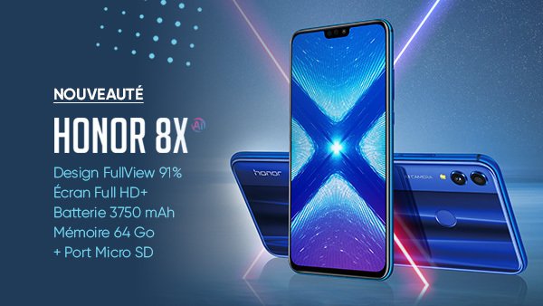 Fnac's tweet image. HIGH TECH 📱| Nouveauté: Le nouvel #Honor8X est maintenant disponible 😀 Découvrez la qualité mêlée au design, le tout par @Honor_FR 😌 fcld.ly/vgwd892