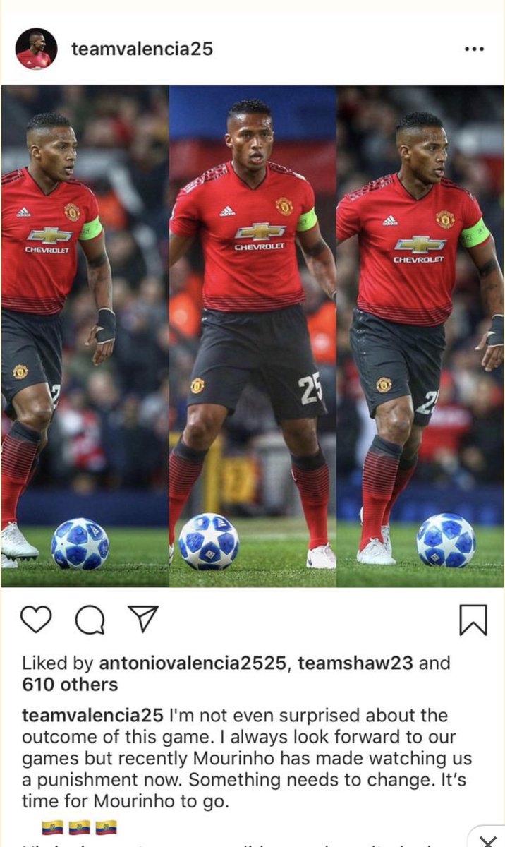 TotallyMUFC's tweet photo. Did Valencia like a post stating it’s time for Jose to go?

#ManUnited 
#BBMU https://t.co/9AwtZqM4LB