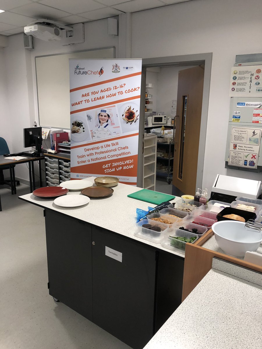 MarkHeirs's tweet photo. All set for an @SBFutureChef demo about presentation techniques @KinrossHE this morning. #futurechefscotland https://t.co/bMCNGFAc0h