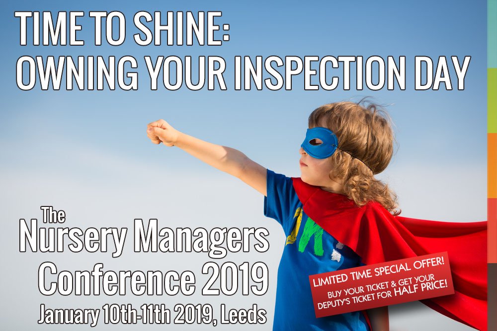 Wanna know how to smash your inspection day? We bust myths, calm nerves and empower you to own your inspection and even have fun doing it! Just one of SIX masterclass sessions we'll give you at The Nursery Managers Conference 2019!
Sign up:  hopscotchconsultancy.com/nmc19