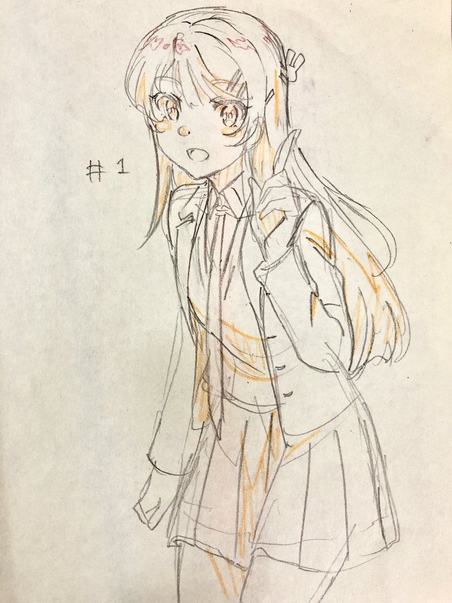 桜島麻衣 「ついに今日青ブタ1話放送です!半パート作監と総作監しました。時間がなくてこんなの」|田村里美のイラスト