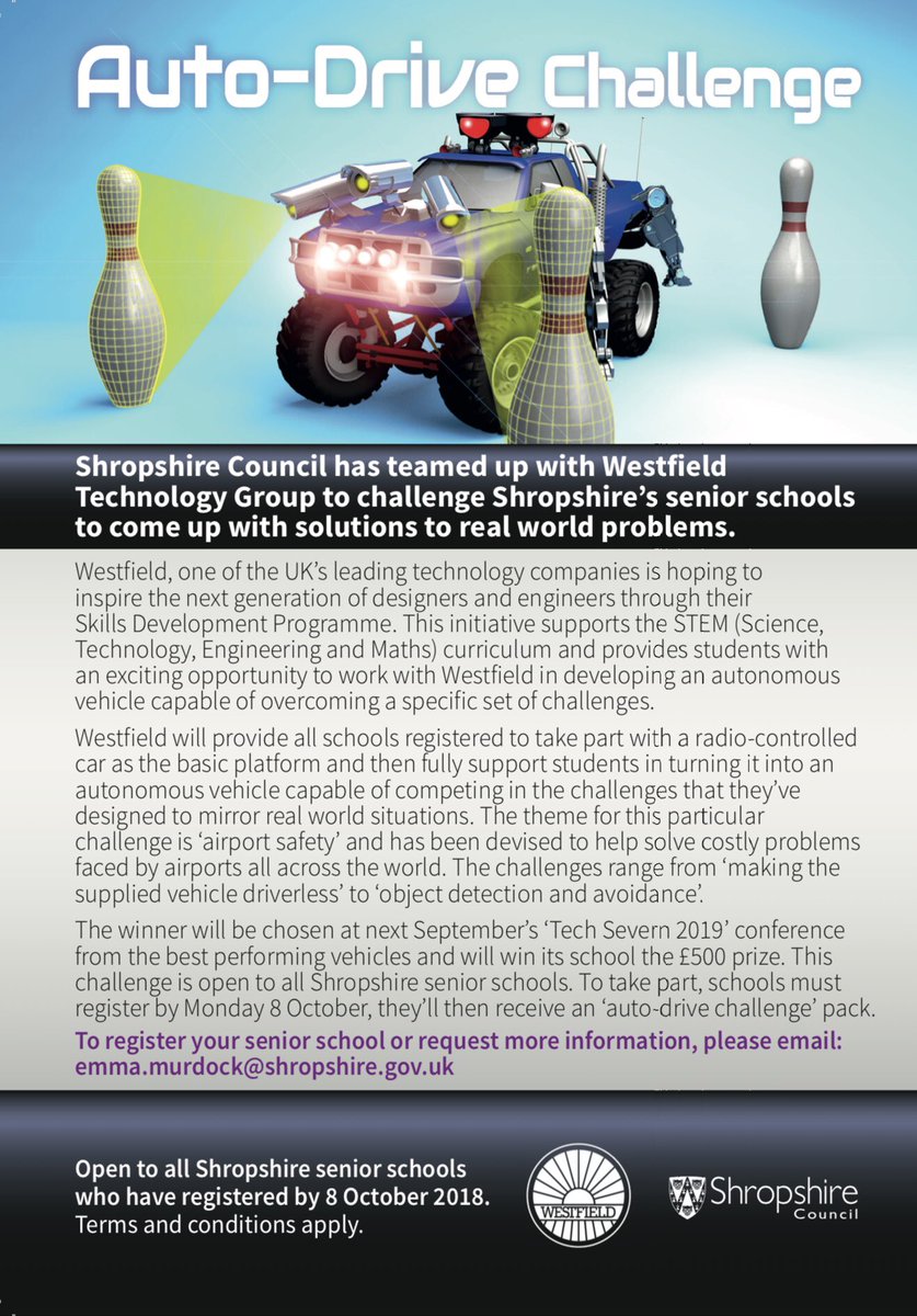 Shropshire council has teamed up with Westfield to challenge Shropshire’s Senior schools - Could your school be the best? There’s a £500 prize for the winner! Share this by retweeting the poster below. #PODonTour #Shropshire