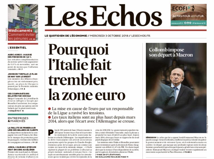 marcocappa_'s tweet photo. Ecco come l’Italia viene descritta sui giornali internazionali.
Invece di esser celebrato per aver portato il tasso di disoccupazione sotto al 10% grazie al #JobsAct il nostro belpaese torna a essere l’osservato speciale d’Europa. Grazie #GovernoDelCambiamentoInPeggio #Spread300 https://t.co/LDvzOC3Vob