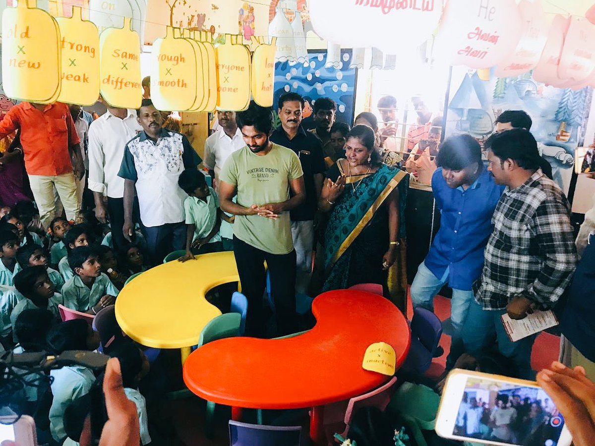 gvprakash's tweet photo. At #marakkanam #vizhupuram district govt primary school ... we are adopting a teachers salary for three years #adoptaschoolchallenge ... thanks team Lavanya and guna for taking this challenge forward ... need more volunteers and more people to take up more schools ..school no .2 https://t.co/DrZnAv7d4N