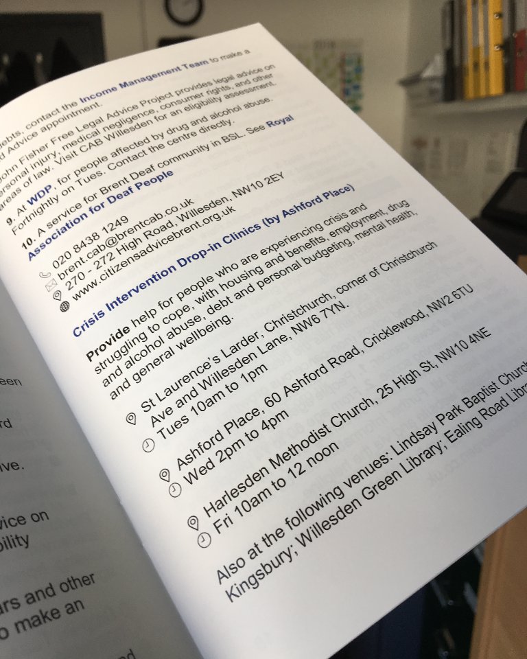 SufraNWLondon's tweet photo. Crisis Drop-in Clinics, by Ashford Place, take place around Brent and provide help on a range of issues for people experiencing crisis and struggling to cope. See our Directory of Services for further details. https://t.co/61jcJ88cXt #DirectoryOfServices #Advice #Crisis https://t.co/0FnUS6Bw7z