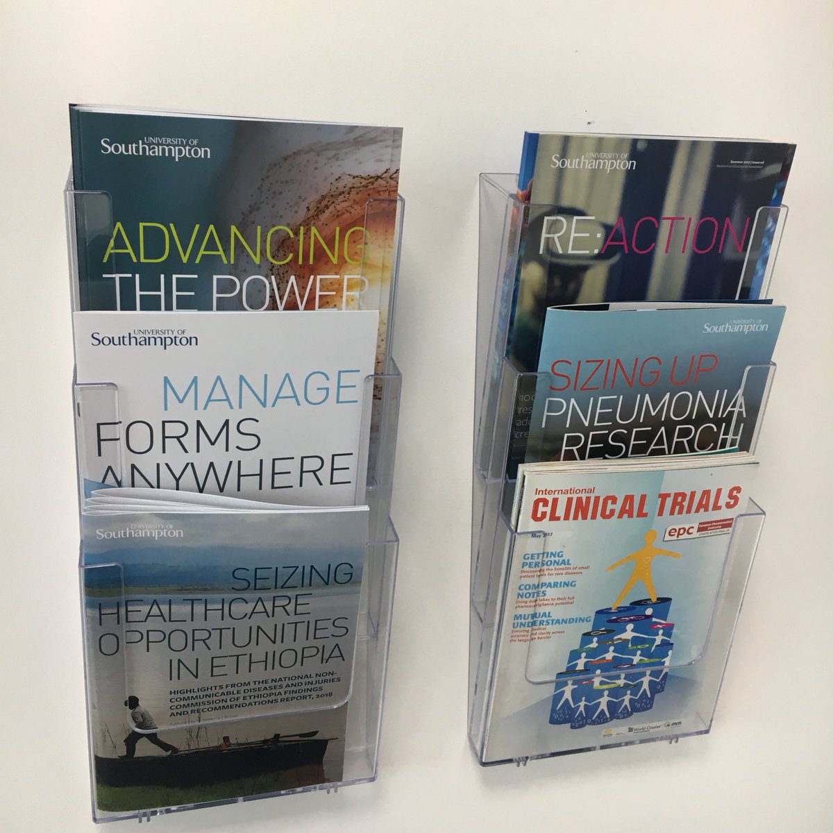 EDGEclinical's tweet photo. Loving these magazine holders which showcase some of our work created here at #CIRU @unisouthampton @UoS_Medicine @resinstudy #commscorner https://t.co/iBIdgZGqLd