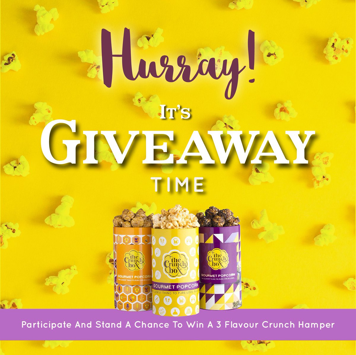 CrunchBoxIndia's tweet photo. TIME FOR A GIVEAWAY!

Participation rules:

1) Tag 5 of your Foodie friends.
2) Use the hashtags #ExperienceTheCrunch, #TheCrunchBoxGiveaway, #TheCrunchBox.
3) Retweet and like this tweet.
4. Follow @CrunchBoxIndia.

All the best! https://t.co/4Bj3UnGJXZ